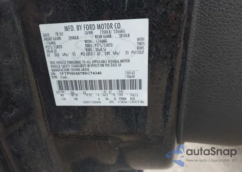 2008 Ford F-150 Fx4/Xlt из США, поврежденный, VIN 1FTPW04578KC74346